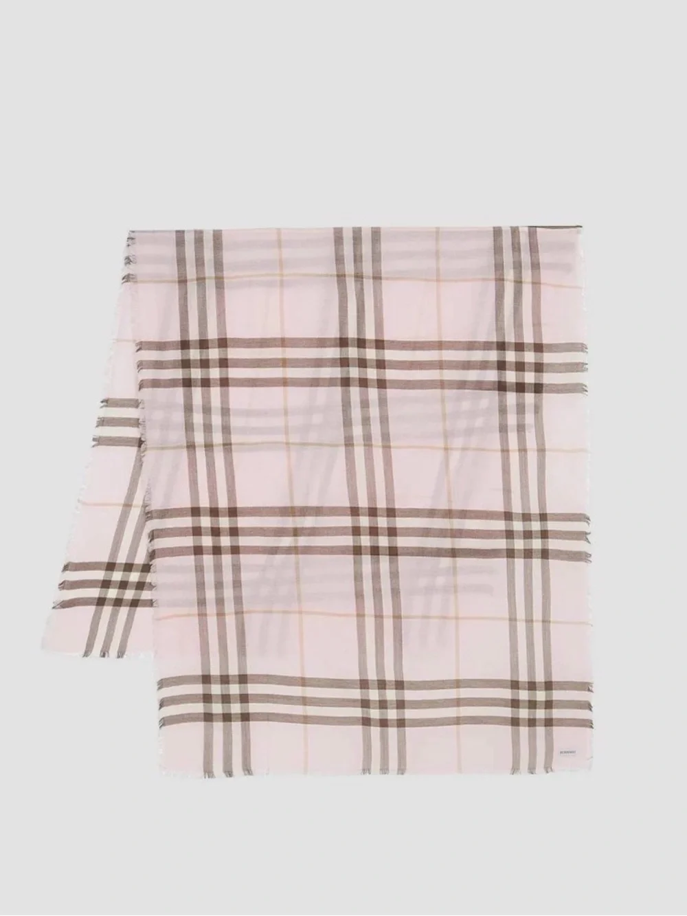Burberry Pink and Brown Check Silk-Blend Scarf
